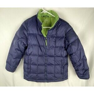 LL BEAN Jacket Youth Boys L 14-16 Goose Down Puffer Full Zip Pockets Ski Outdoor
